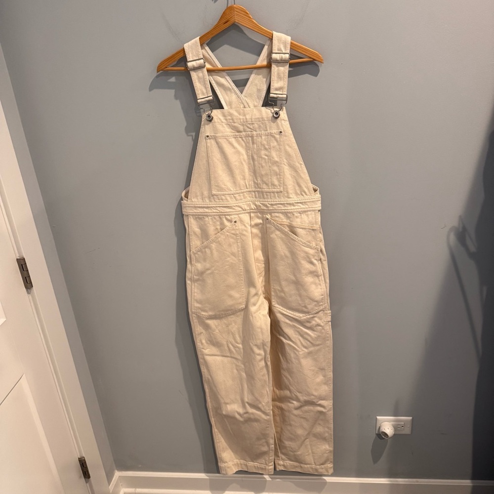 NEW Alex Mill Straight Leg Overall in White Denim, Size M - Picture 3 of 11